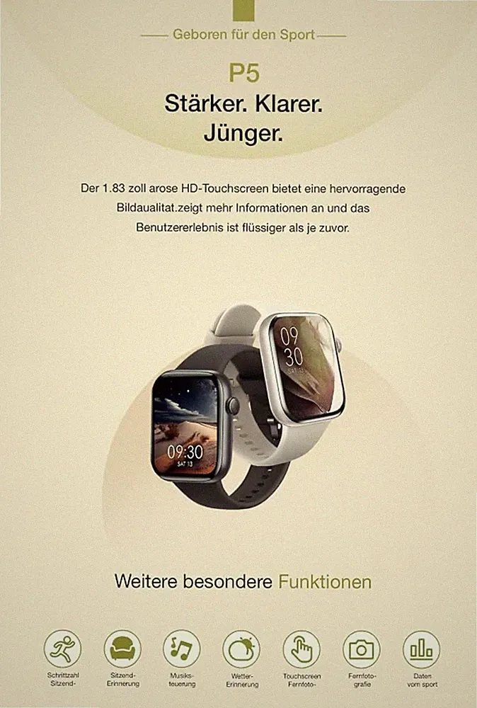 Smartwatch Damen Herren, 1,85" HD Touch Fitnessuhr mit Telefonfunktion IP68