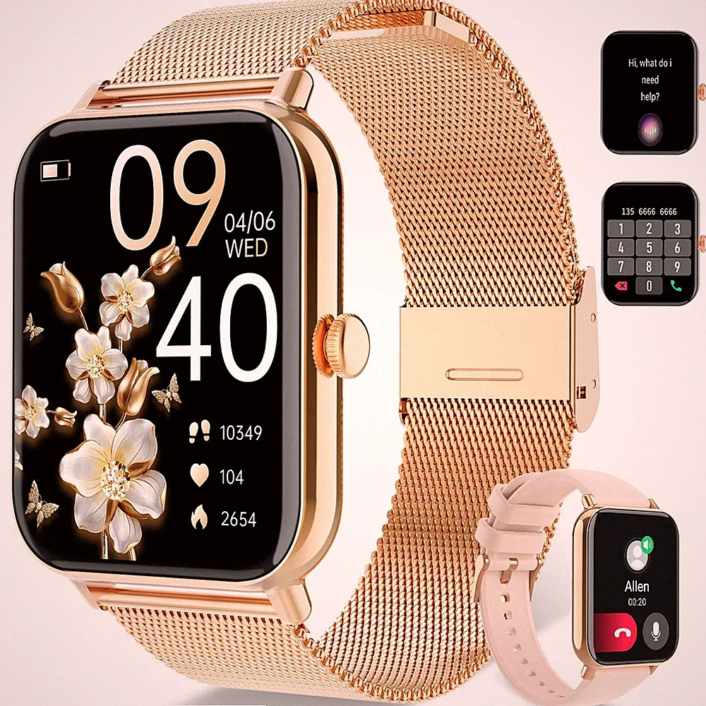 Smartwatch Damen Herren, 1.85" Smartwatch mit Bluetooth Anruf Textfunktion, F...
