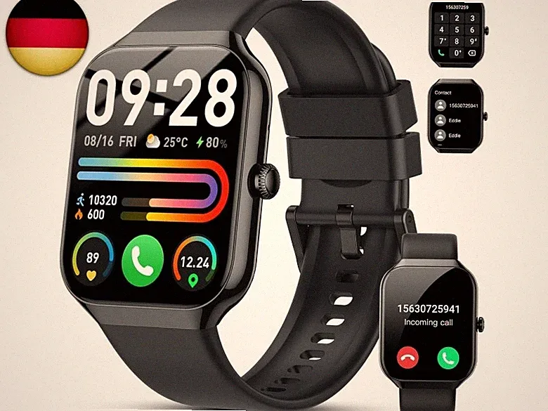 Smartwatch Damen Herren,1,96"HD Smartwatch Bluetooth-5.4-Anrufe,115+ Sportmodi