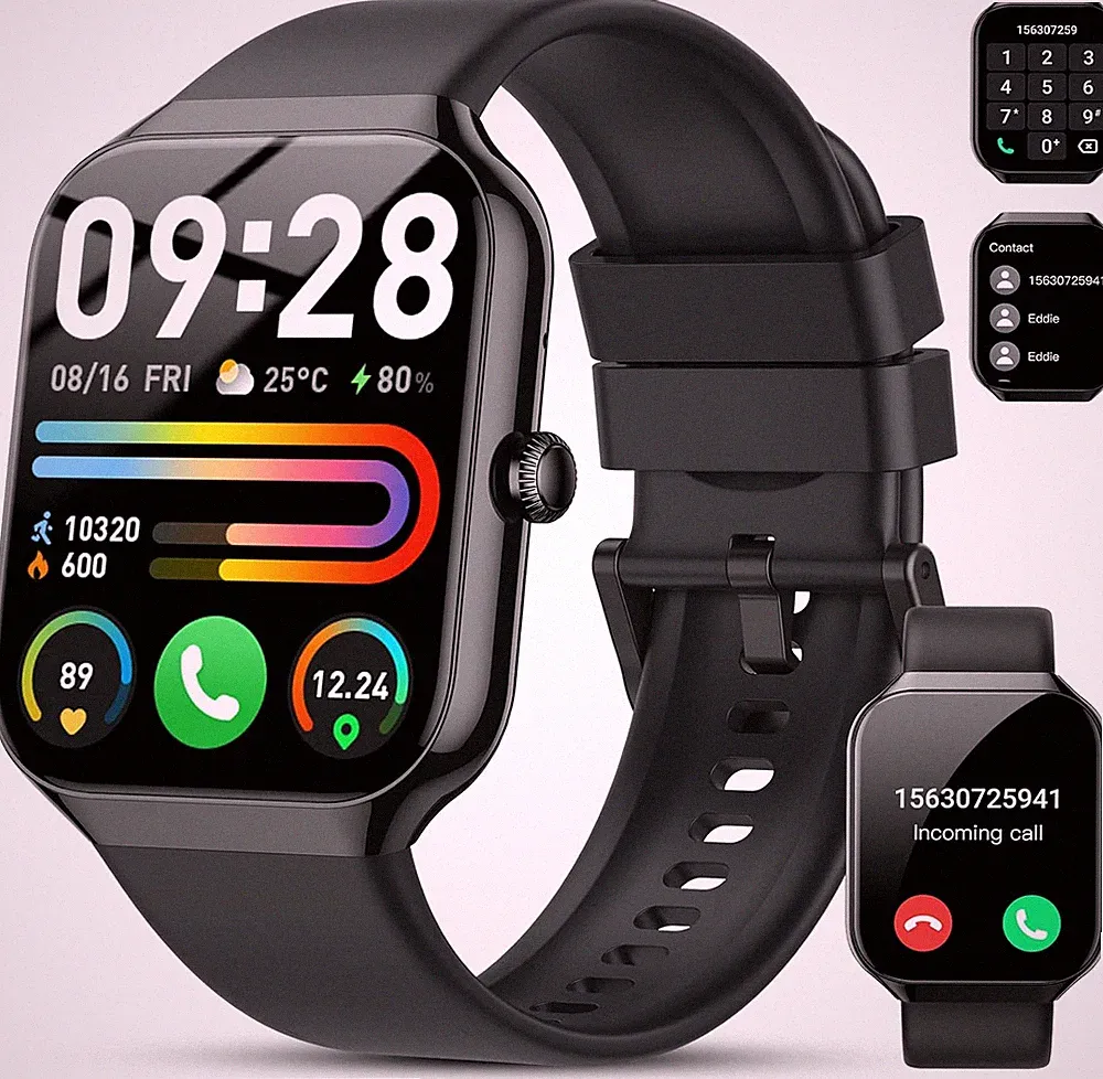 Smartwatch Damen Herren 1,96"Hd Smartwatch Bluetooth-5.4-Anrufe,115+ Sportmodi F