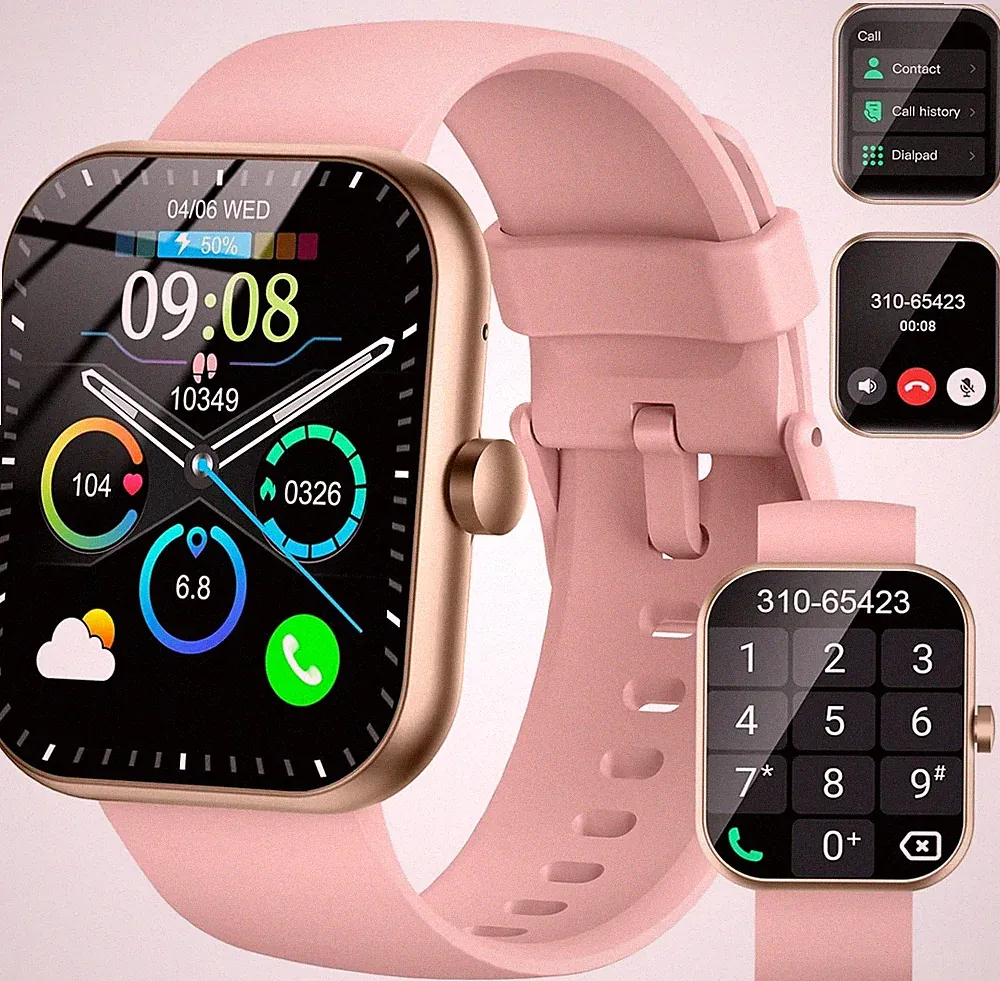 Smartwatch Damen Herren 1,96 Zoll Telefon IP68 115 Sportmodi iOS