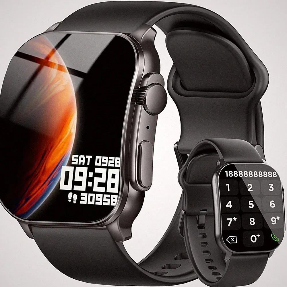 Smartwatch Damen Herren 2,01 AMOLED Bluetooth Anrufe Fitnessuhr IP68 iOS Android