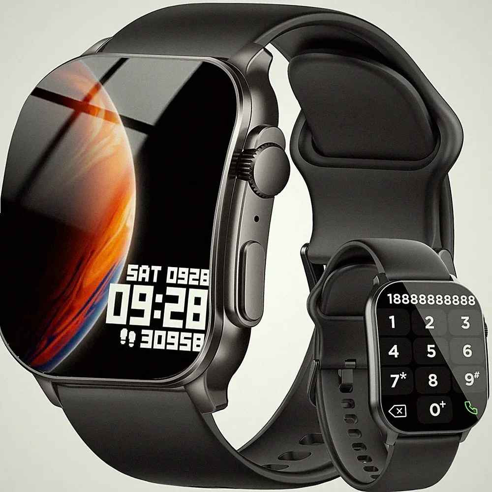 Smartwatch Damen Herren, 2.01" HD AMOLED Curved M, Dunkelschwarz