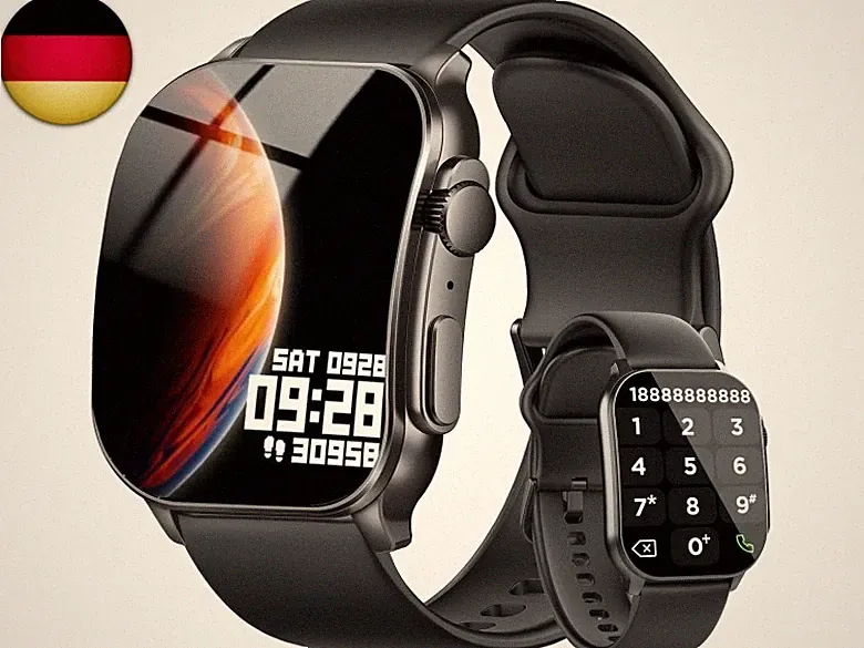Smartwatch Damen Herren, 2.01" HD AMOLED Curved Smartwatch mit