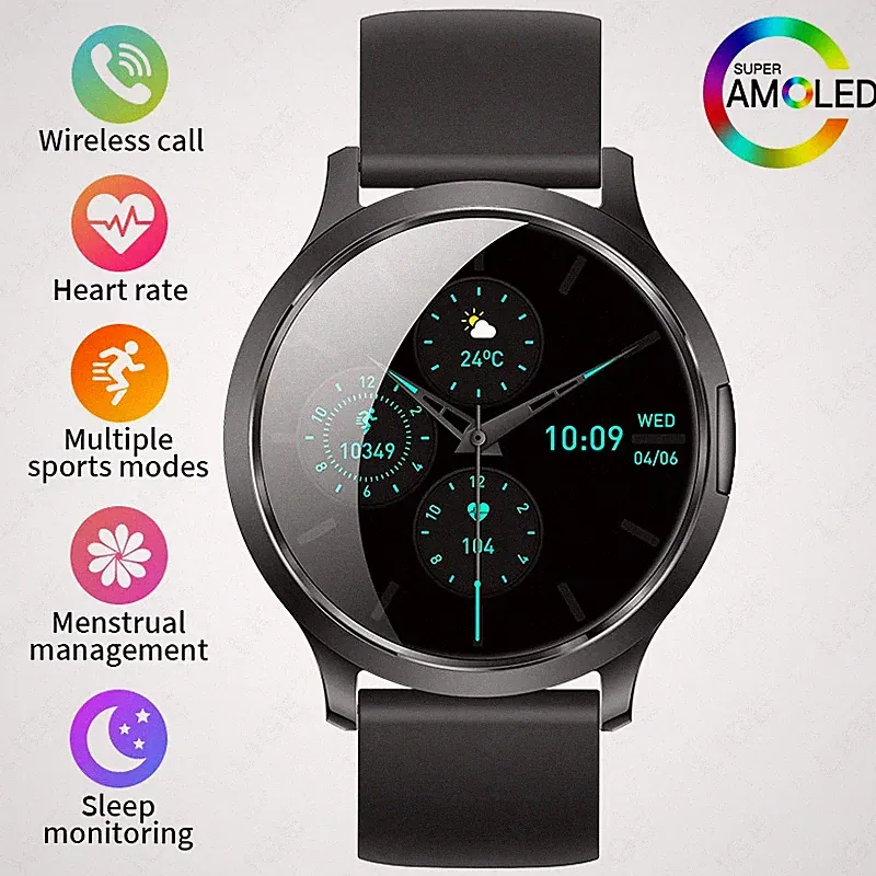 Smartwatch Damen Herren 2025 AMOLED 3D Bildschirm Bluetooth Anruf Android IOS