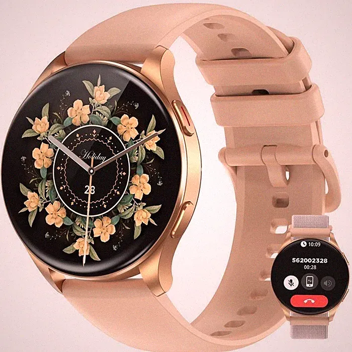 Smartwatch Damen Herren AMOLED Always-On Display Fitnessuhr Mit Telefonfunktion