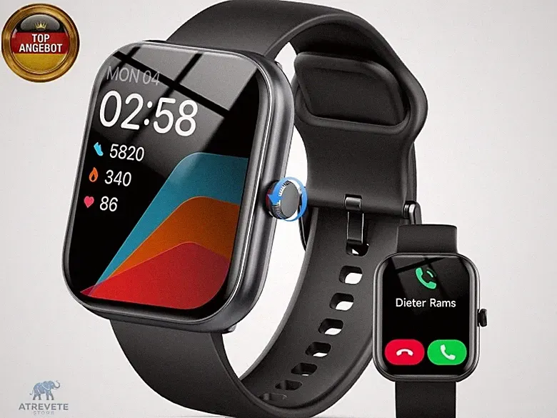Smartwatch Damen Herren (Anrufe/Alexa), 1.91" HD Fitnessuhr mit Pulsuhr