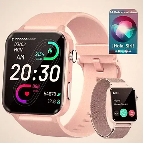 Smartwatch Damen Herren für Android iOS Fitnessuhr Pulsuhr Schrittzähler Rosa