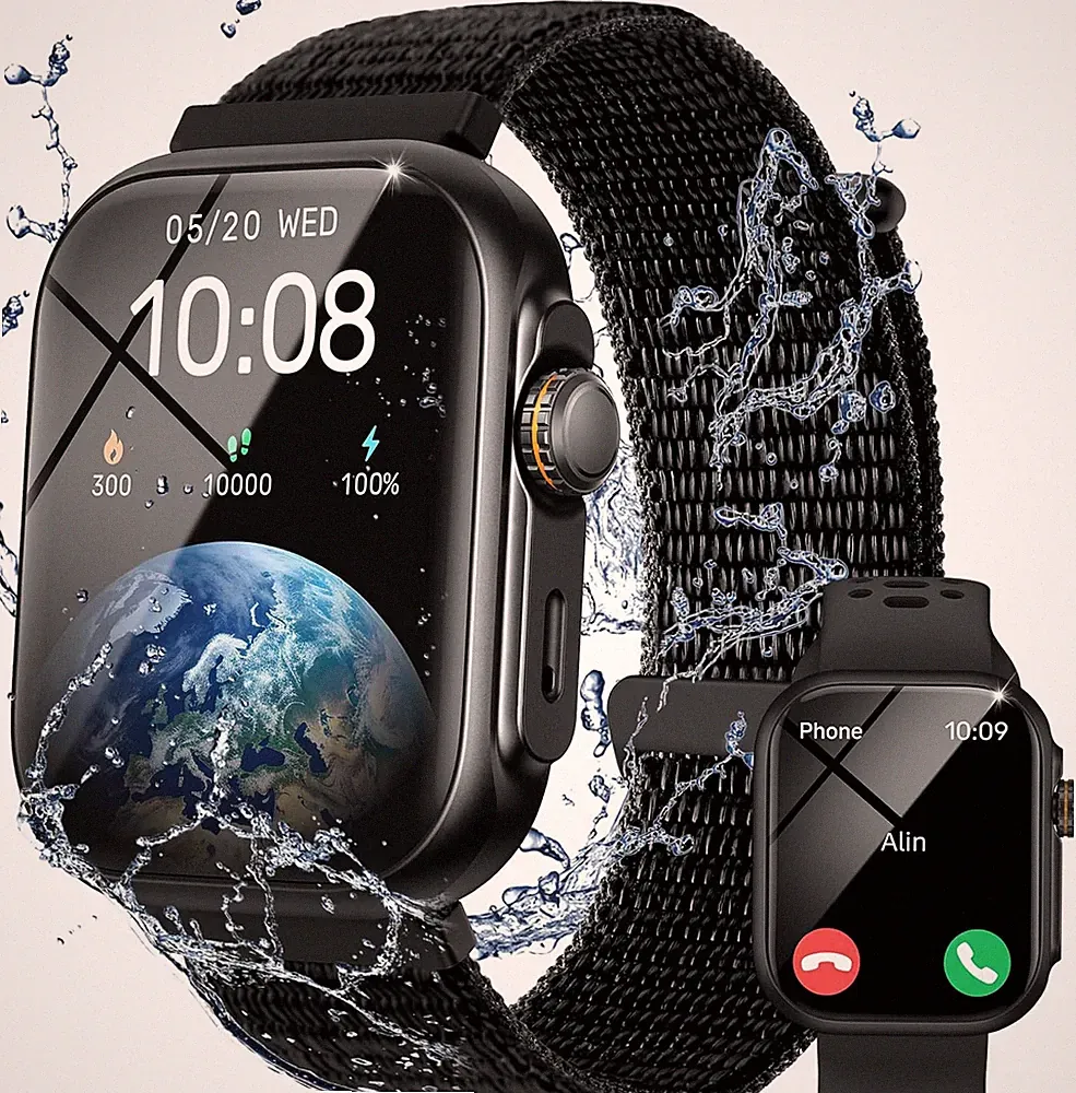 Smartwatch Damen Herren für Android iOS Fitnessuhr Pulsuhr Schrittzähler Schwarz