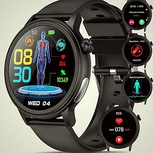 Smartwatch Damen Herren mit ΒΙυtｚυcker EKG+HRV/Harnsäure/BMI,1,39“Smartwatch Fit