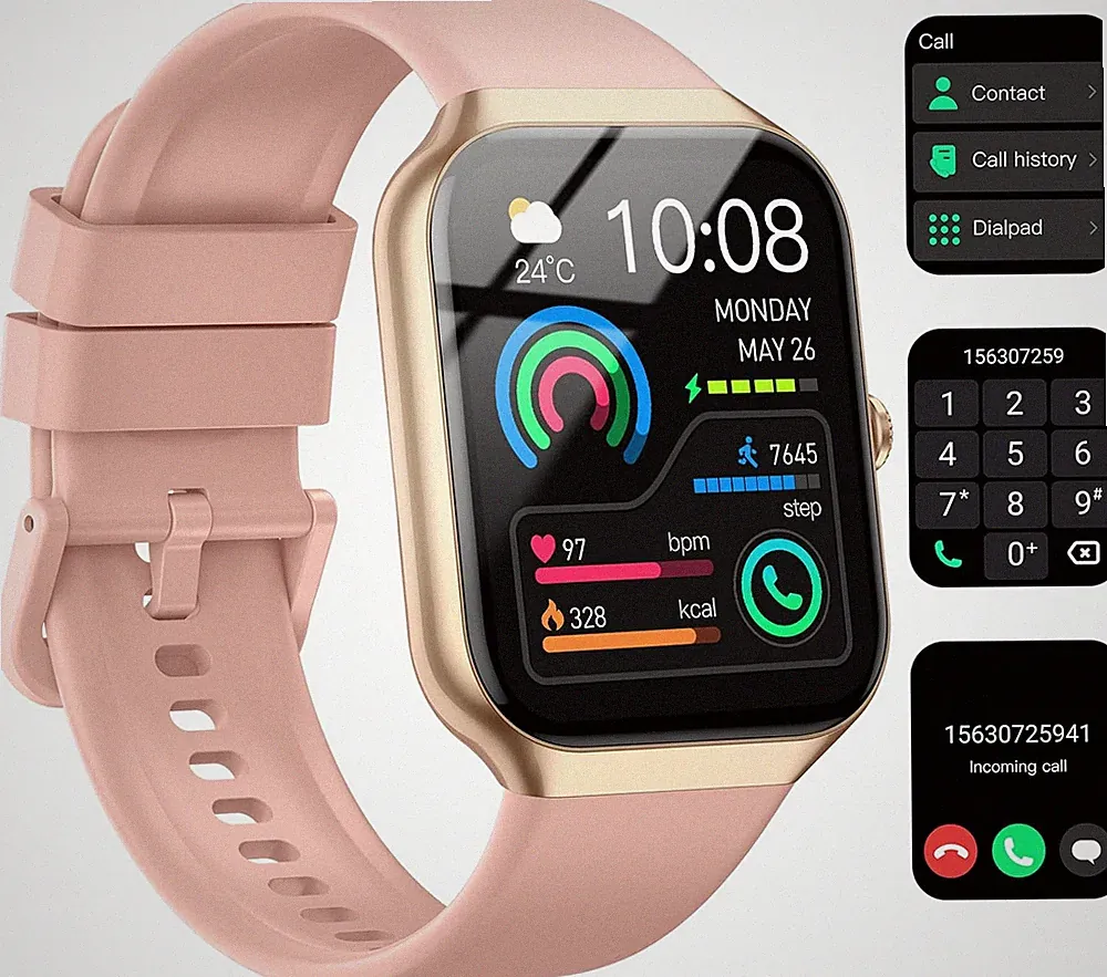 Smartwatch Damen Herren Mit Telefonfunktion 1.96" Fitnessuhr Mit Herzfrequenz Sp