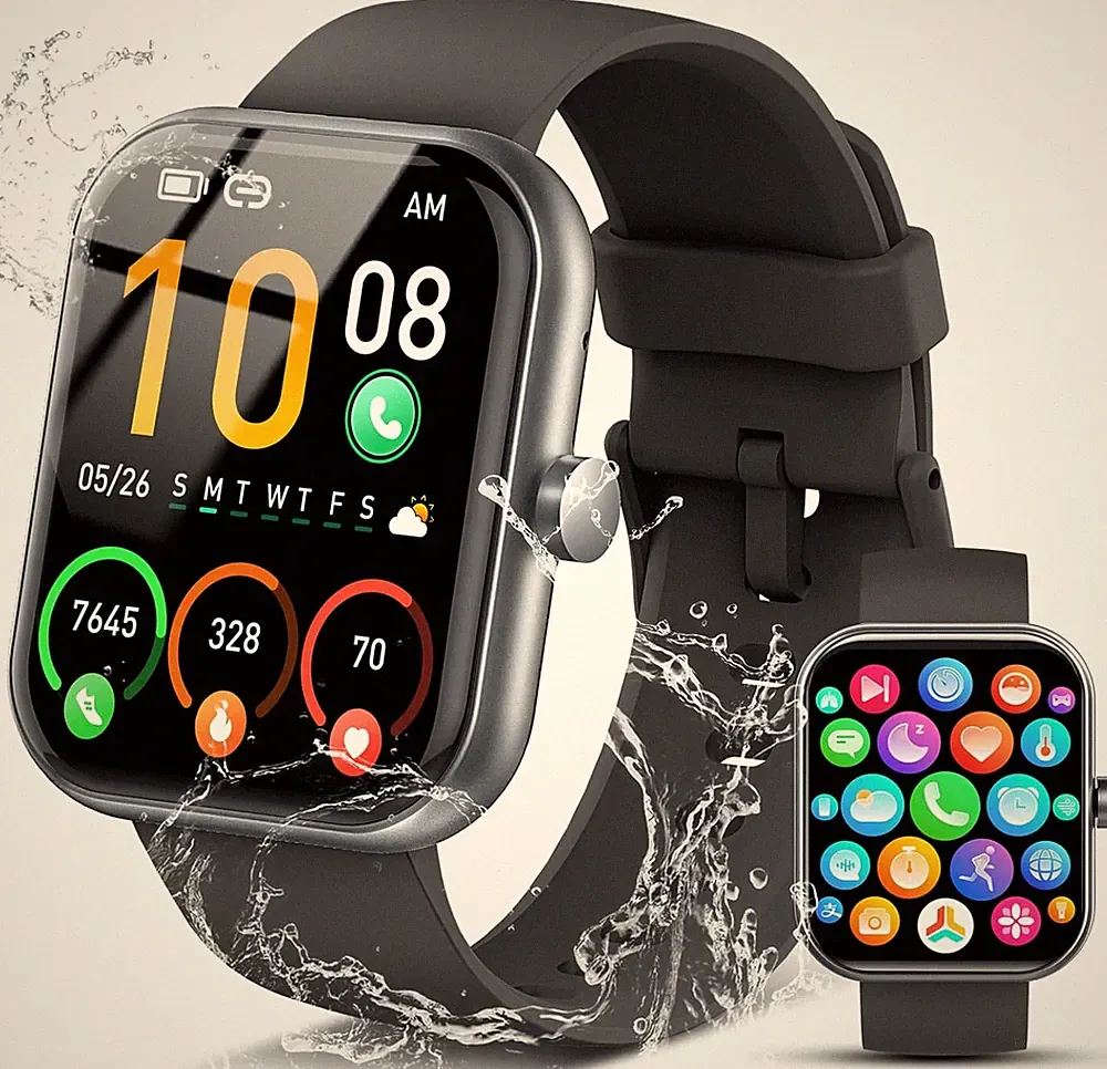 Smartwatch Damen Herren mit Telefonfunktion Always On Display für Android IOS