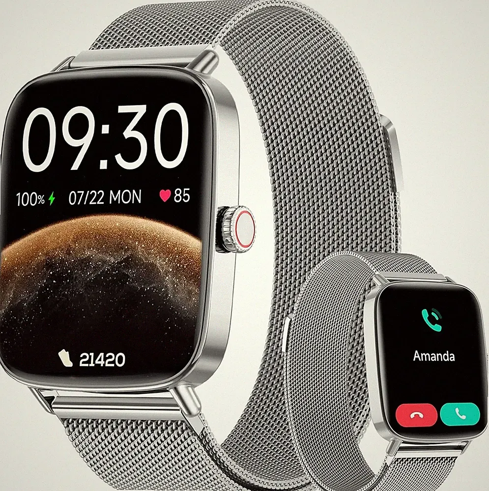 Smartwatch Damen Herren mit Telefonfunktion Armbanduhr für iOS Android Outdoor