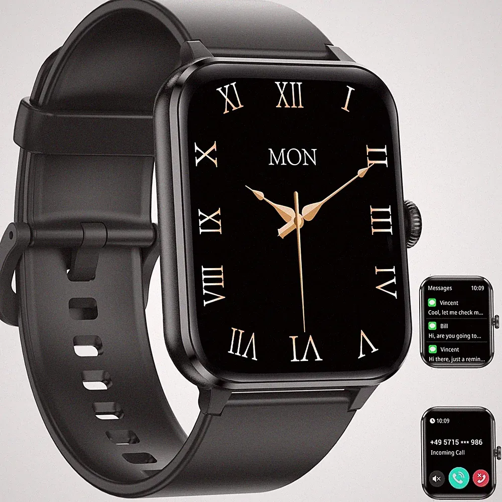 Smartwatch Damen Herren mit Telefonfunktion Blutdruck Herzfrequenz für Android