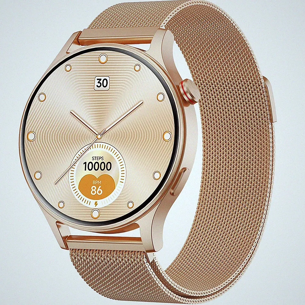 Smartwatch Damen Herren Rund + Telefonfunktion- 1.32" AMOLED Display, Fitnessuhr