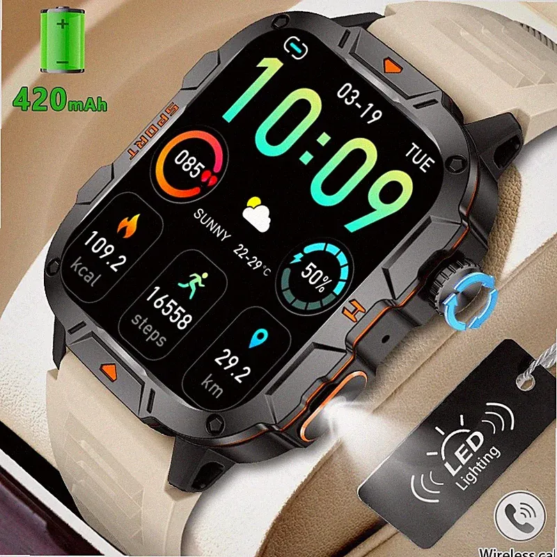 Smartwatch Damen Herren Telefonfunktion Herzfrequenz Armbanduhr für iOS Android
