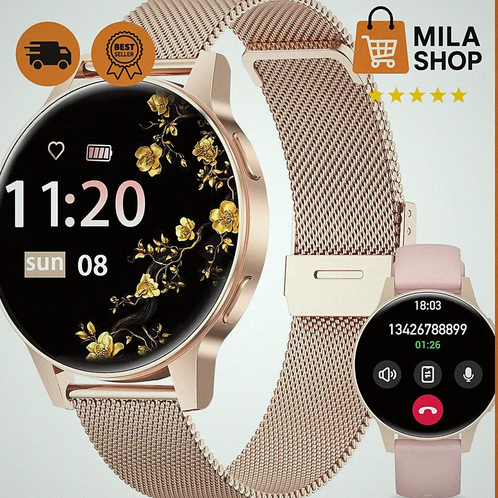 Smartwatch Damen klein Telefonfunktion 1.27 Zoll Touchscreen Fitness Tracker Uhr