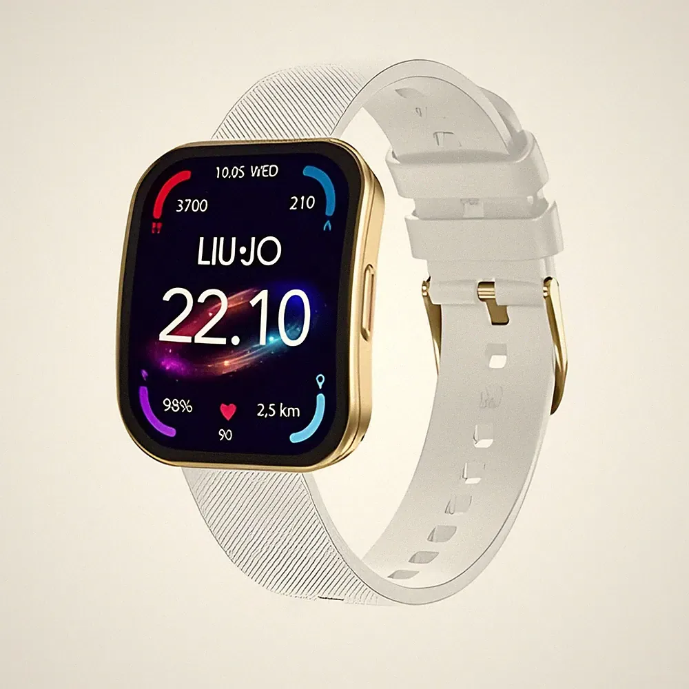 Smartwatch Damen LIU JO LUXURY VOICE CURVED SWLJ211 Silikon Weisse Golden