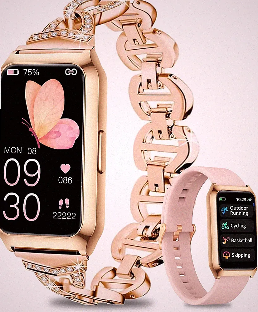 Smartwatch Damen Mädchen mit Telefonfunktion Armbanduhr für iPhone Samsung