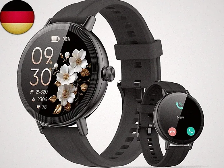 Smartwatch Damen mit Anruffunktion, 1,27 Zoll HD Touchscreen Fitnessuhr mit