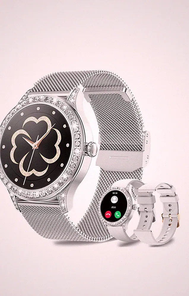 Smartwatch Damen mit Bluetooth-Anru/mit 58 Diamanten Smartwatch