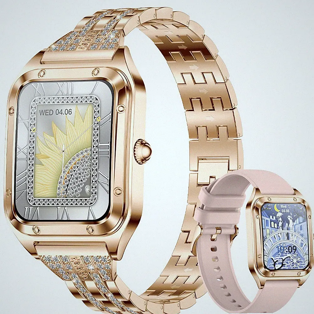 Smartwatch Damen mit Bluetooth Anrufe Fitness Tracker Herzfrequenz Wasserdicht