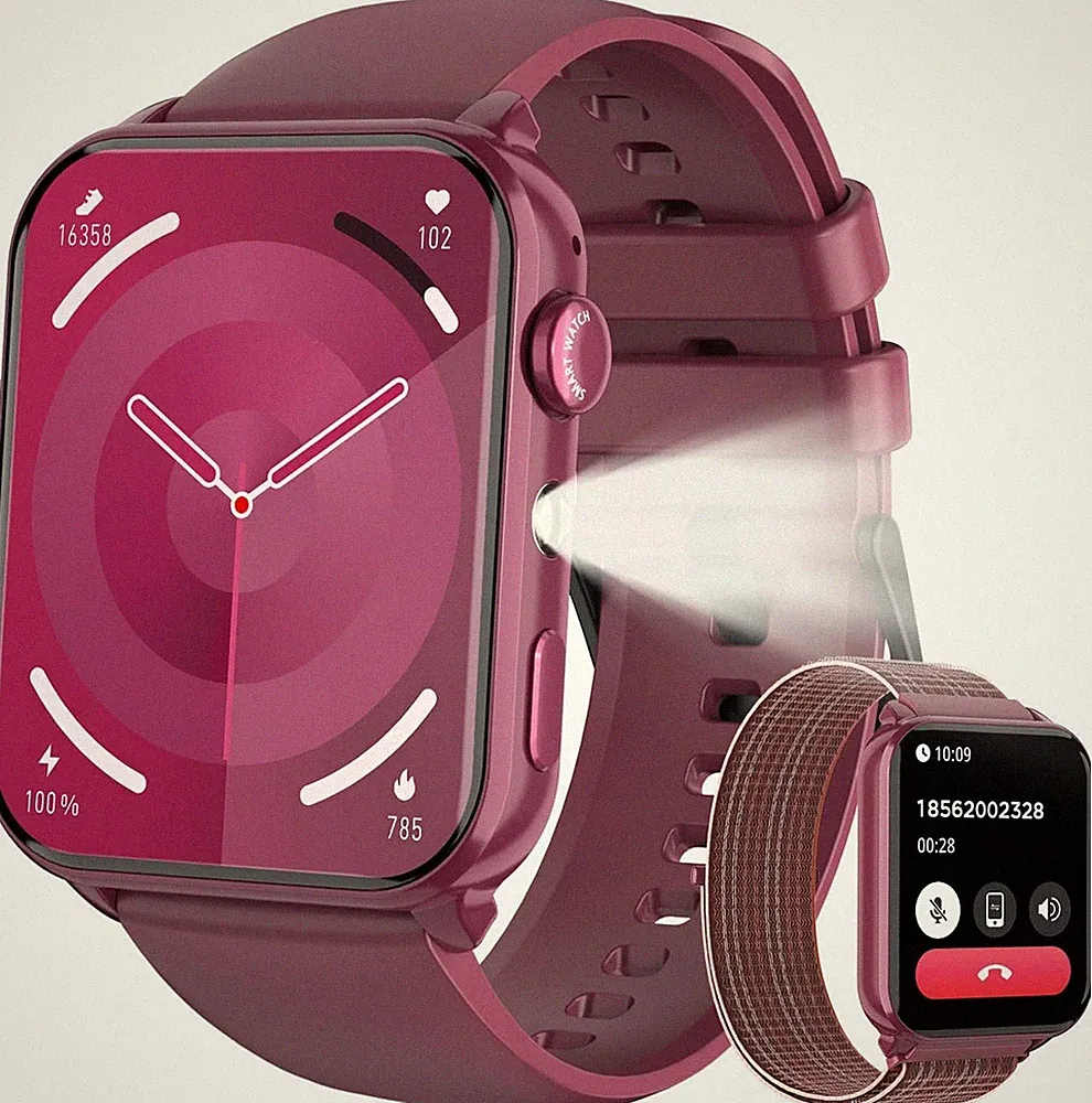 Smartwatch Damen mit Bluetooth Anrufe & LED-Leuchte SpO2 & Schlafüberwachung