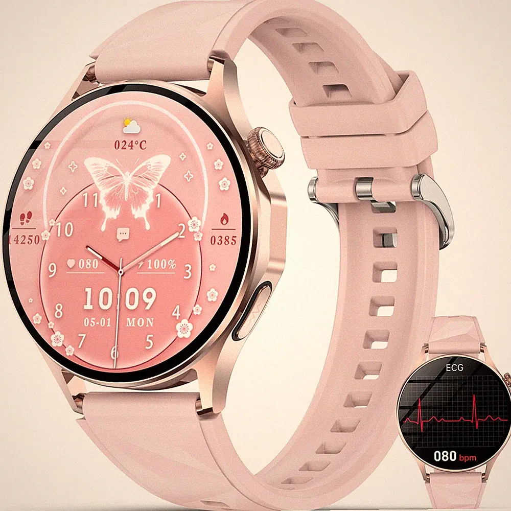 Smartwatch Damen mit EKG, HRV, Blutdruck, Schlaf, BMI, Menstruationszyklus