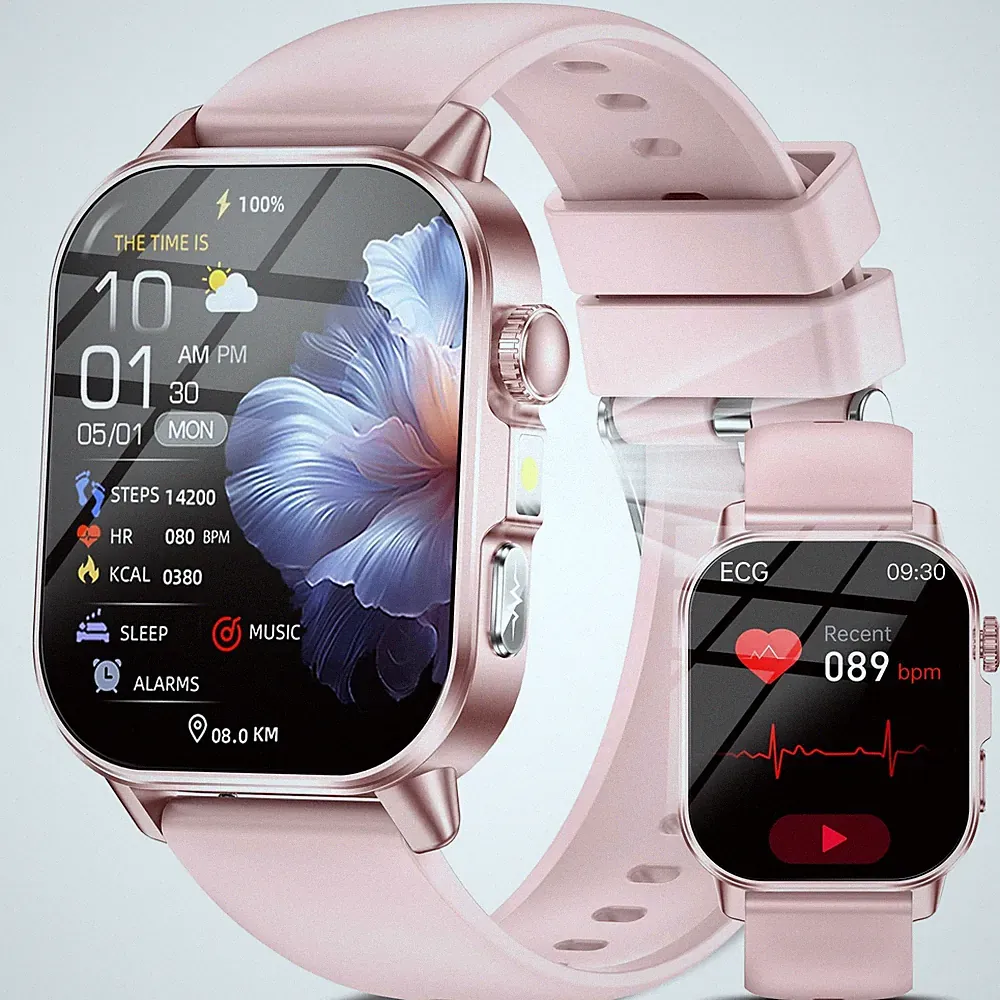 Smartwatch Damen mit EKG+HRV/Blutdruck/Schlaf/Stimmung/Emotion/LEDLicht
