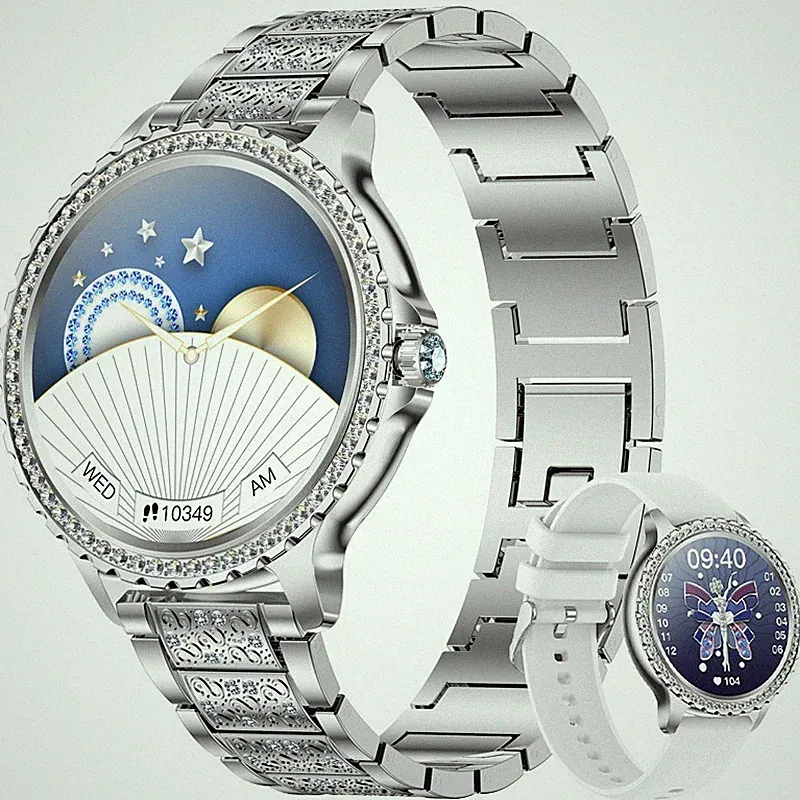 Smartwatch Damen mit Fitness Pulsuhr Wasserdicht Telefonfunktion Sprachassiste