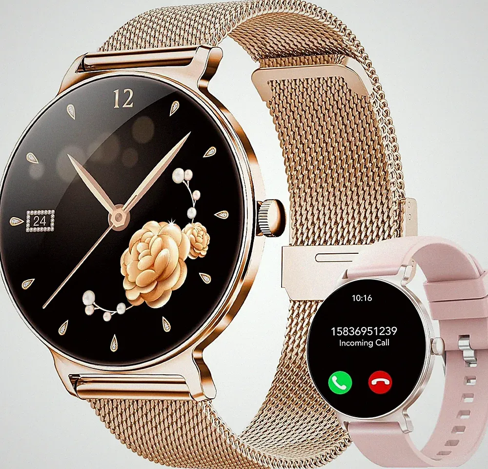 Smartwatch Damen Mit Telefonfunktion 1,27-Zoll AMOLED-HD Voll-Touchscreen Smartw
