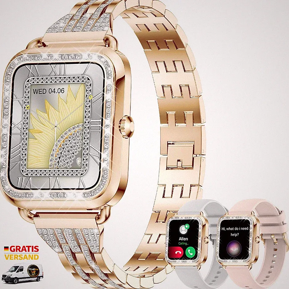 Smartwatch Damen Mit Telefonfunktion 1,29 Zoll Diamantroségold 11