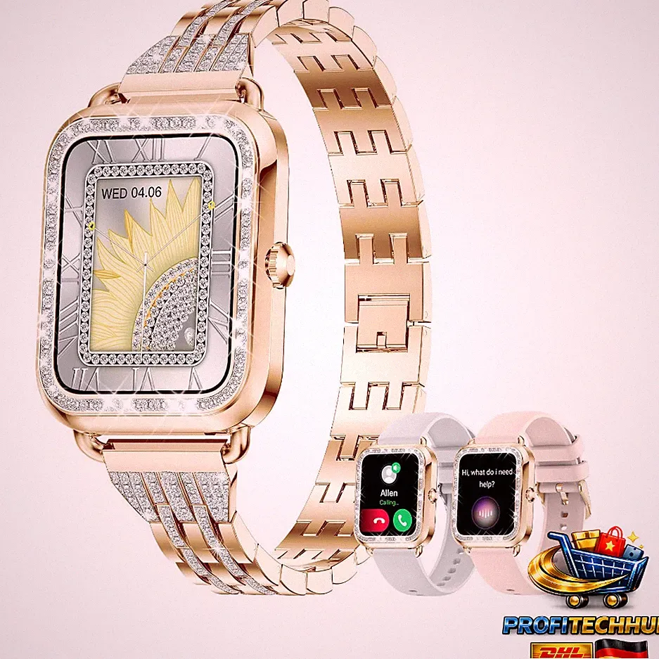 Smartwatch Damen Mit Telefonfunktion 1,29 Zoll Diamantroségold 11