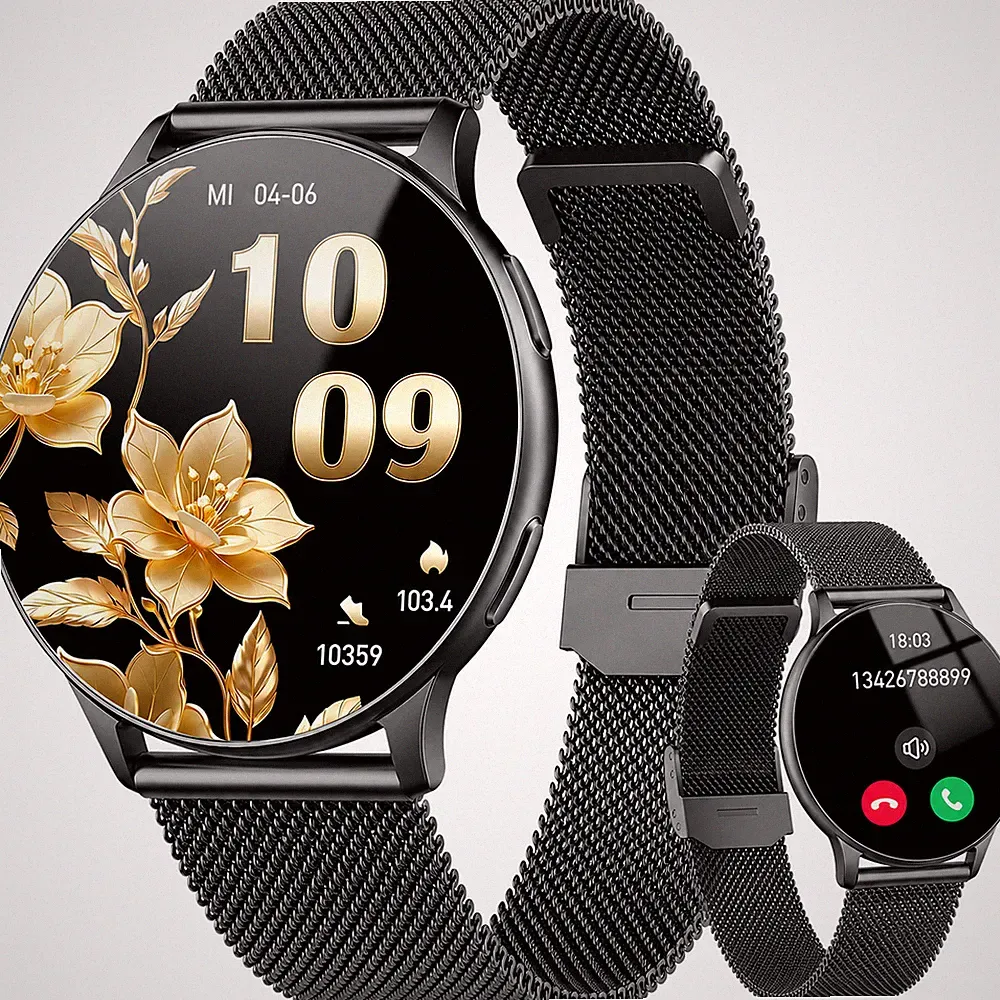 Smartwatch Damen mit Telefonfunktion 1.32 AMOLED Display iOS & Android - Schwarz