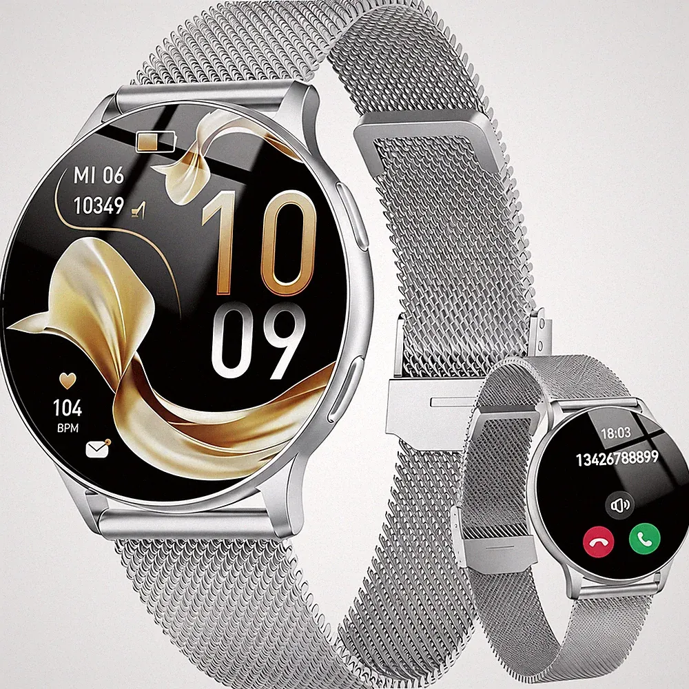 Smartwatch Damen mit Telefonfunktion 1.32" AMOLED Display iOS & Android - Silber