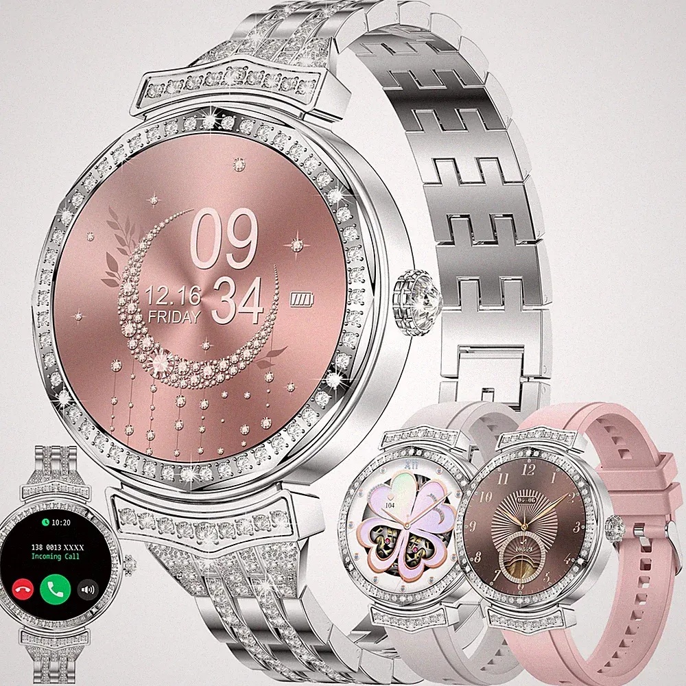 Smartwatch Damen mit Telefonfunktion, 1,32” AMOLED Fitnessuhr Smart Watch Fit...