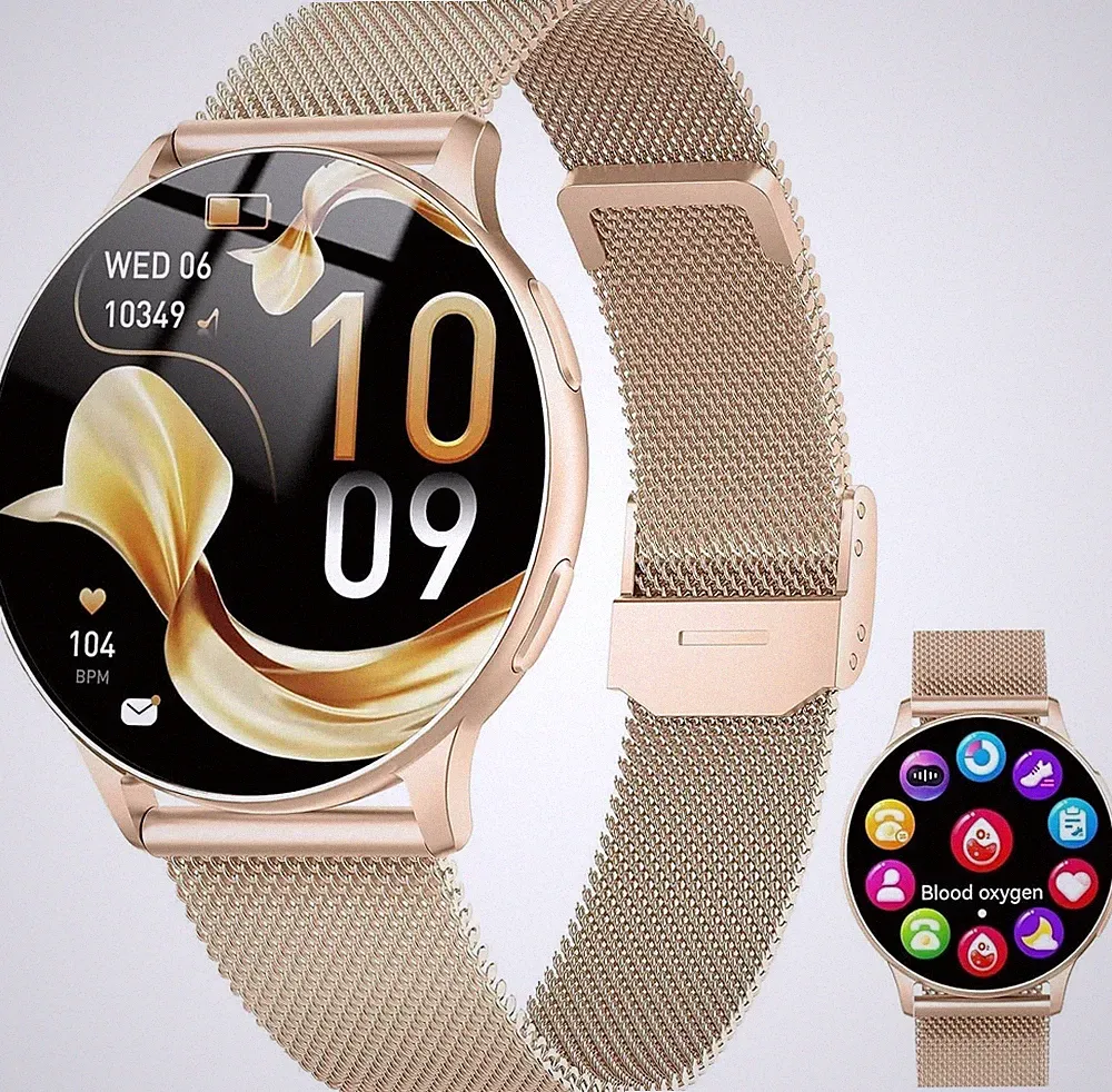 Smartwatch Damen mit Telefonfunktion, 1.32" AMOLED Smart Watch, Herzfrequenz SpO