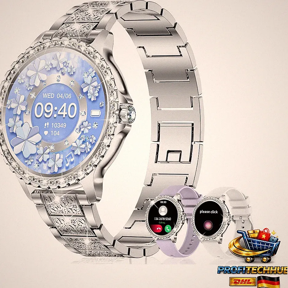 Smartwatch Damen Mit Telefonfunktion 1,32 Zoll Hd 3 Bänder