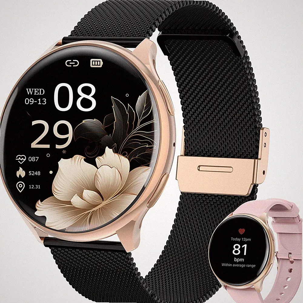 Smartwatch Damen mit Telefonfunktion, 1.39" Smart Watch Rund mit SpO2, 24H Pu...