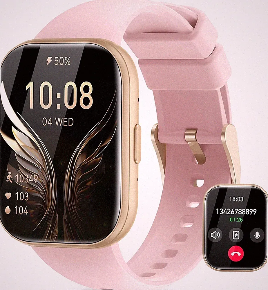 Smartwatch Damen mit Telefonfunktion 1.75" Fitnessuhr für Samsung & iPhone, Rosa