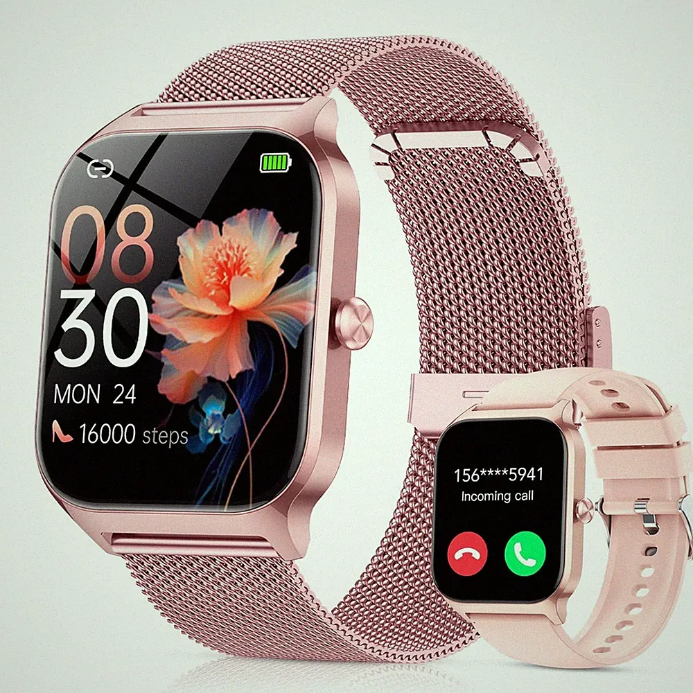 Smartwatch Damen mit Telefonfunktion, 1.85'' Zoll HD Fitnessuhr, Smart Watch