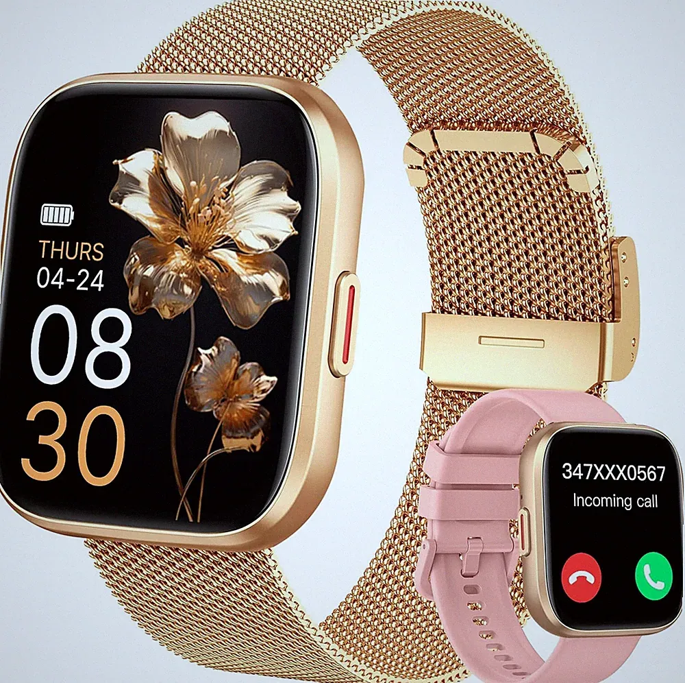 Smartwatch Damen mit Telefonfunktion 1,85" Zoll Touchscreen Fitness-Tracker