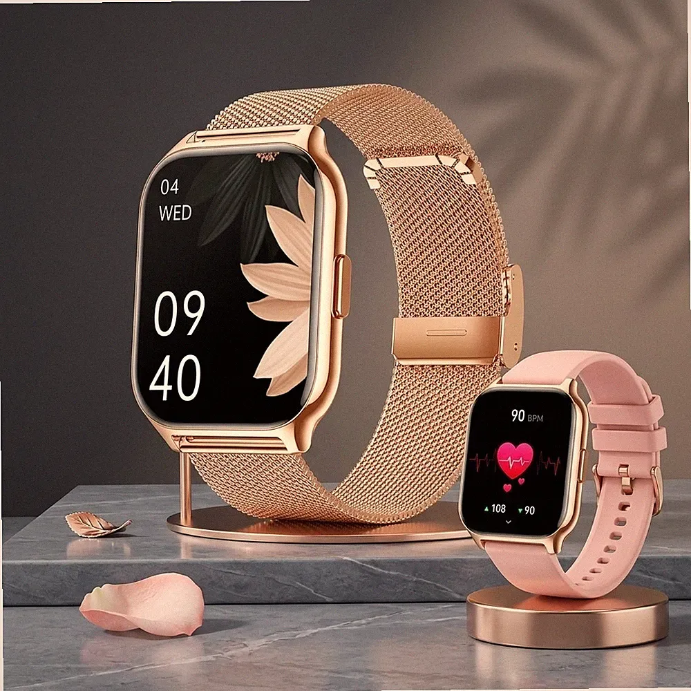 Smartwatch Damen mit Telefonfunktion 2.0" Touchscreen Fitnessuhr Rosegold