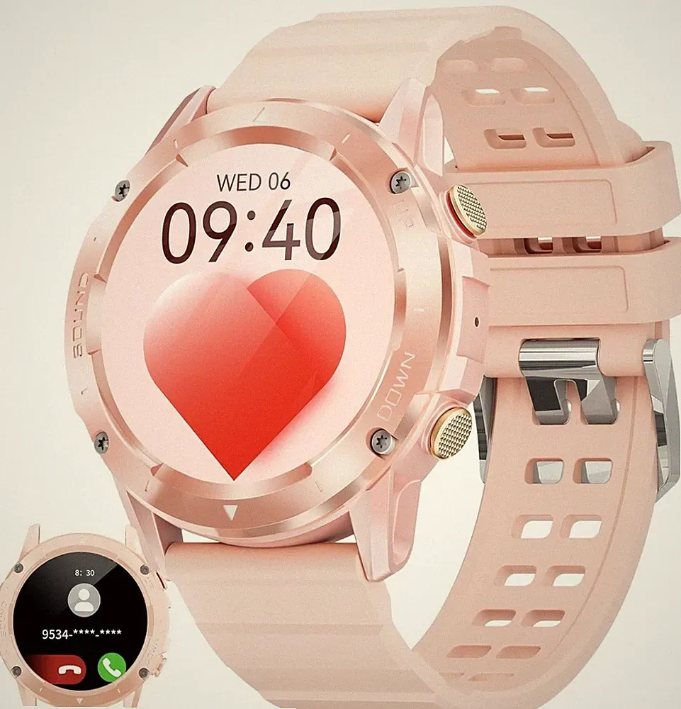 Smartwatch Damen mit Telefonfunktion Armbanduhr Sportuhr Armband Rosa Sport Gym
