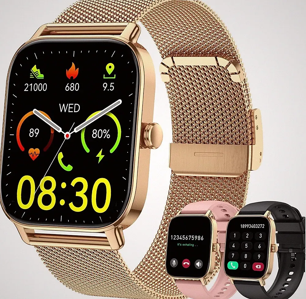 Smartwatch Damen mit Telefonfunktion Armbanduhr Sportuhr Gym Für Android IOS
