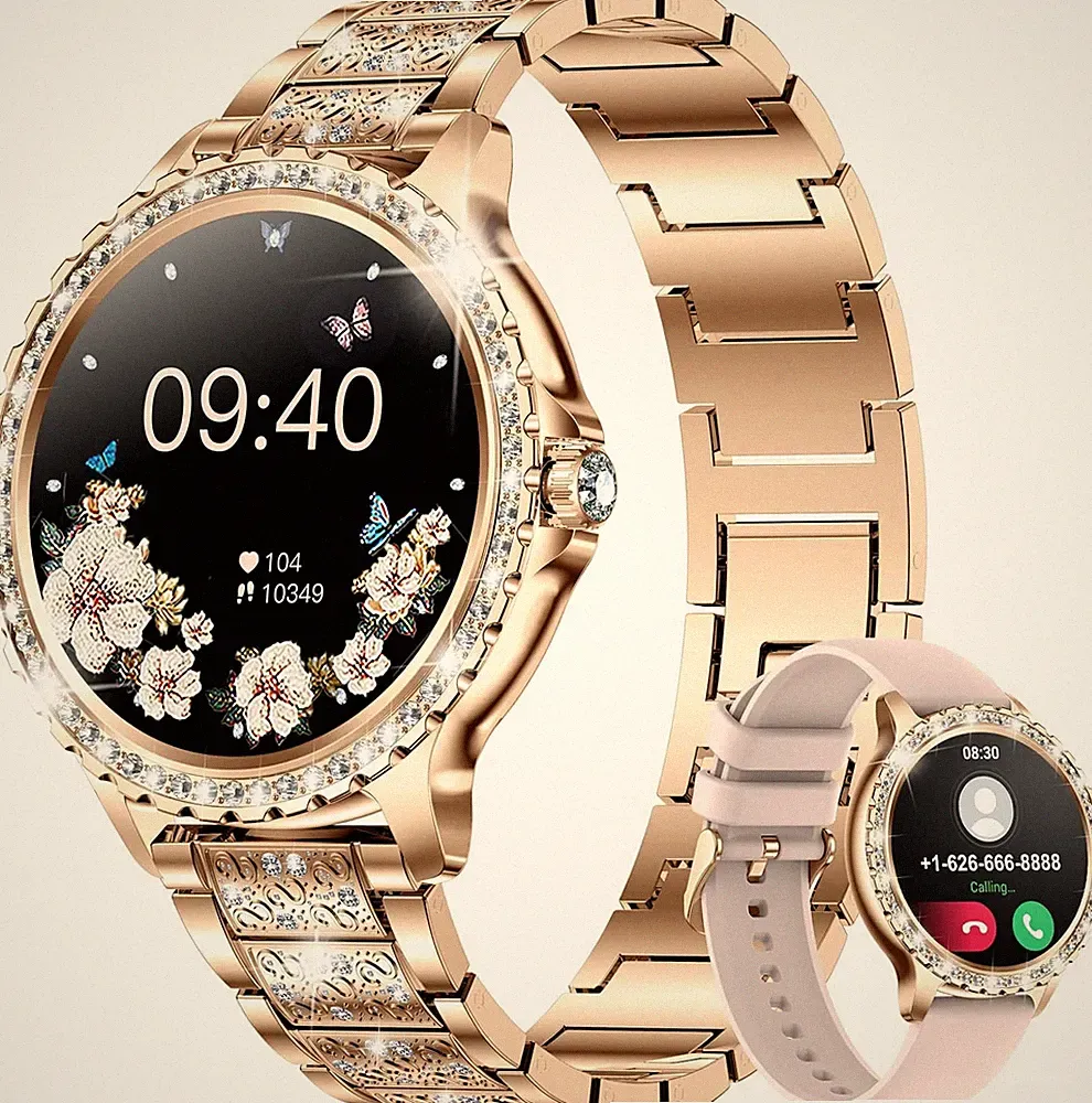Smartwatch Damen mit Telefonfunktion Armbanduhr Wasserdicht für Android IOS