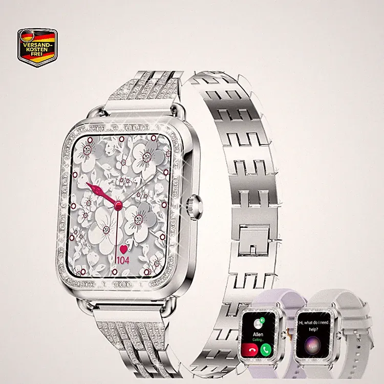Smartwatch Damen mit Telefonfunktion Diamant 1,29 Zoll Touchscreen 110