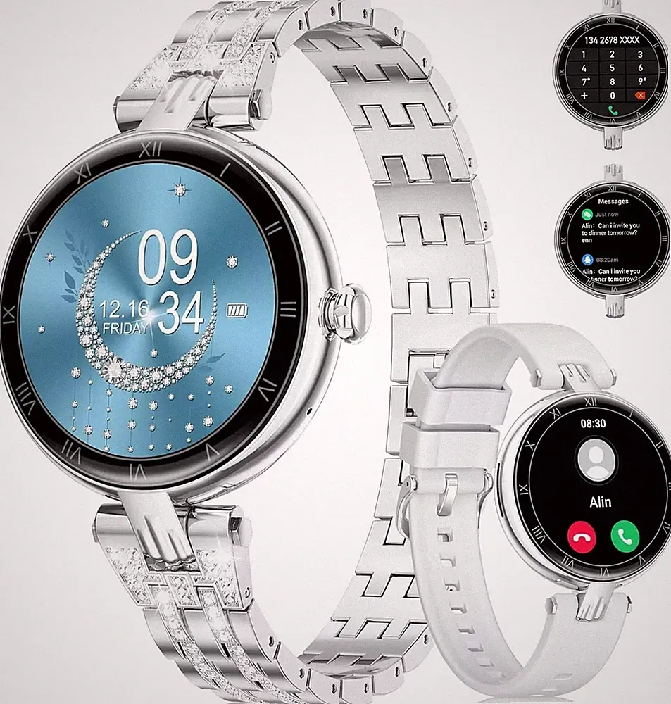 Smartwatch Damen mit Telefonfunktion Sportmodi Wasserdicht Schlaf Schrittzähler