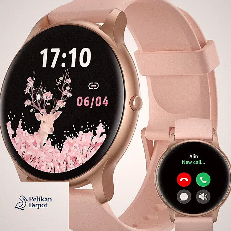 Smartwatch Damen Roségold 1,32 Zoll Fitnessuhr mit Herzf