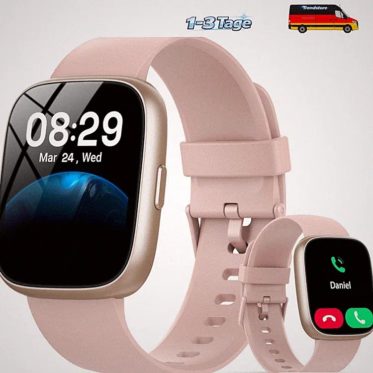 Smartwatch Damen Rosa 1,83 Zoll HD Fitness Tracker mit Alexa Telefonfunktion 120